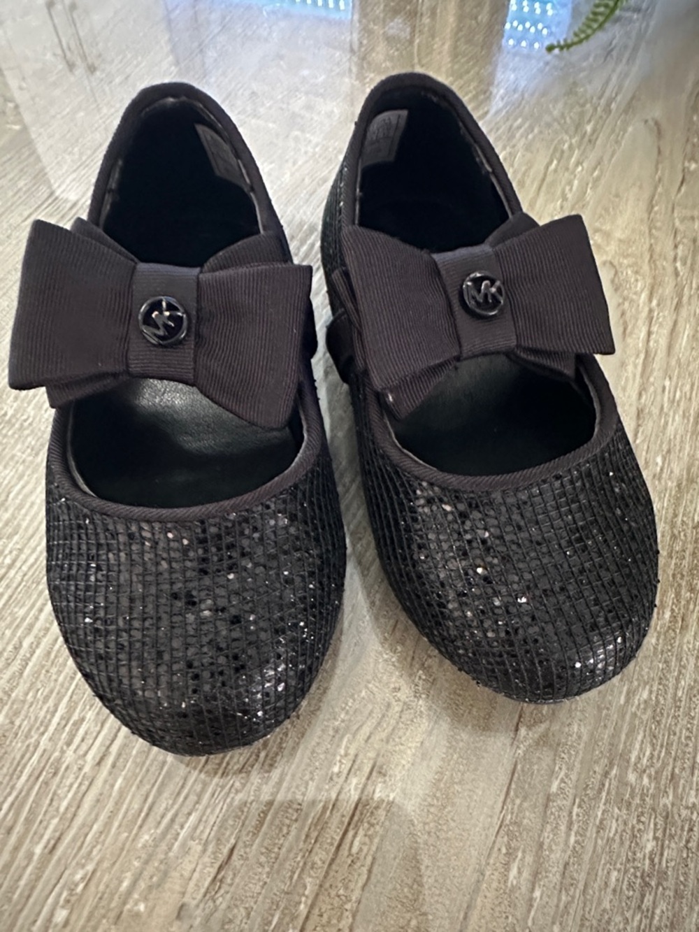 Michael Kors Girls Black Sequin Bow Mary Jane Dress Shoes
